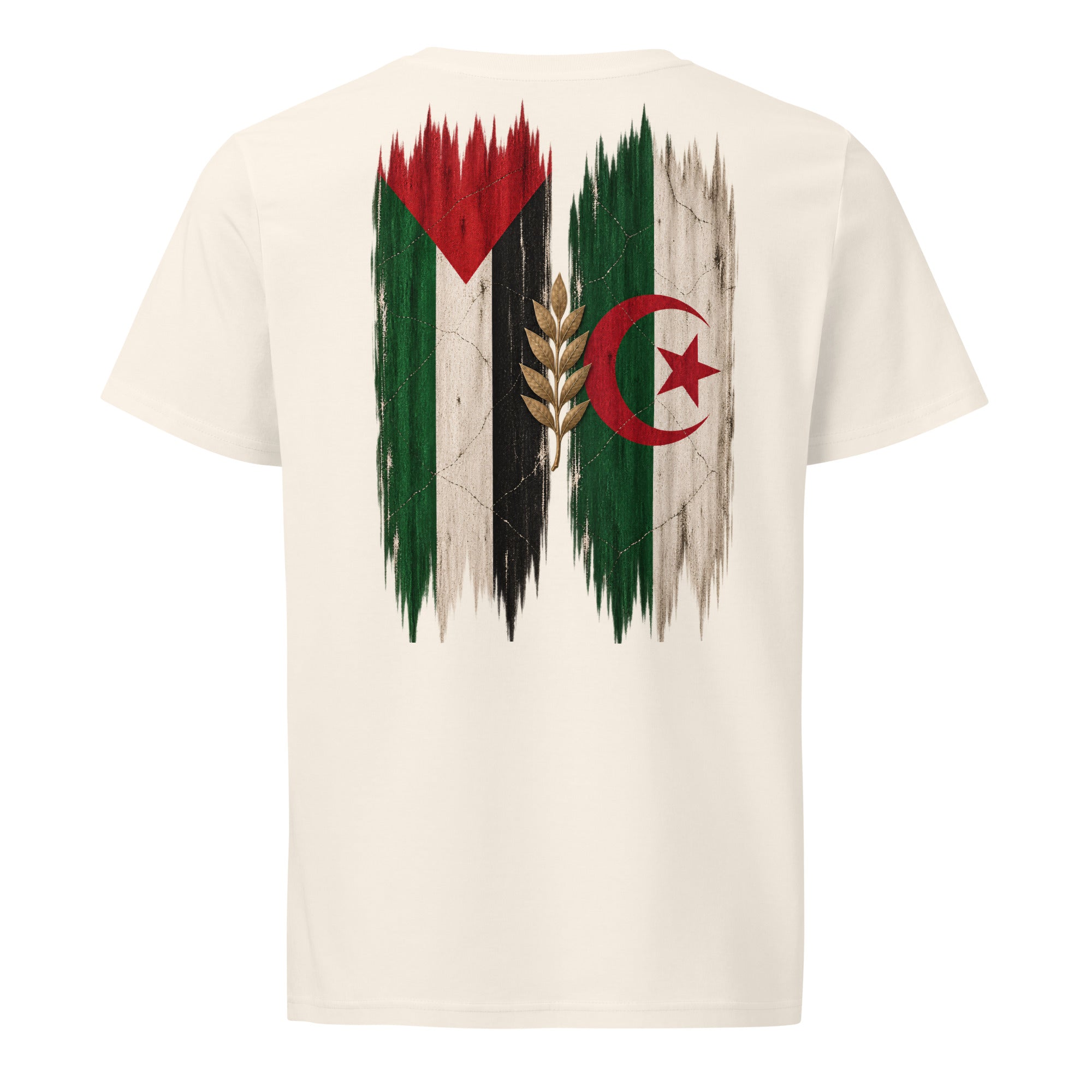 Algeriet × Palestina T-shirt — solidaritetsdesign med den algeriska och den palestinska flaggan
