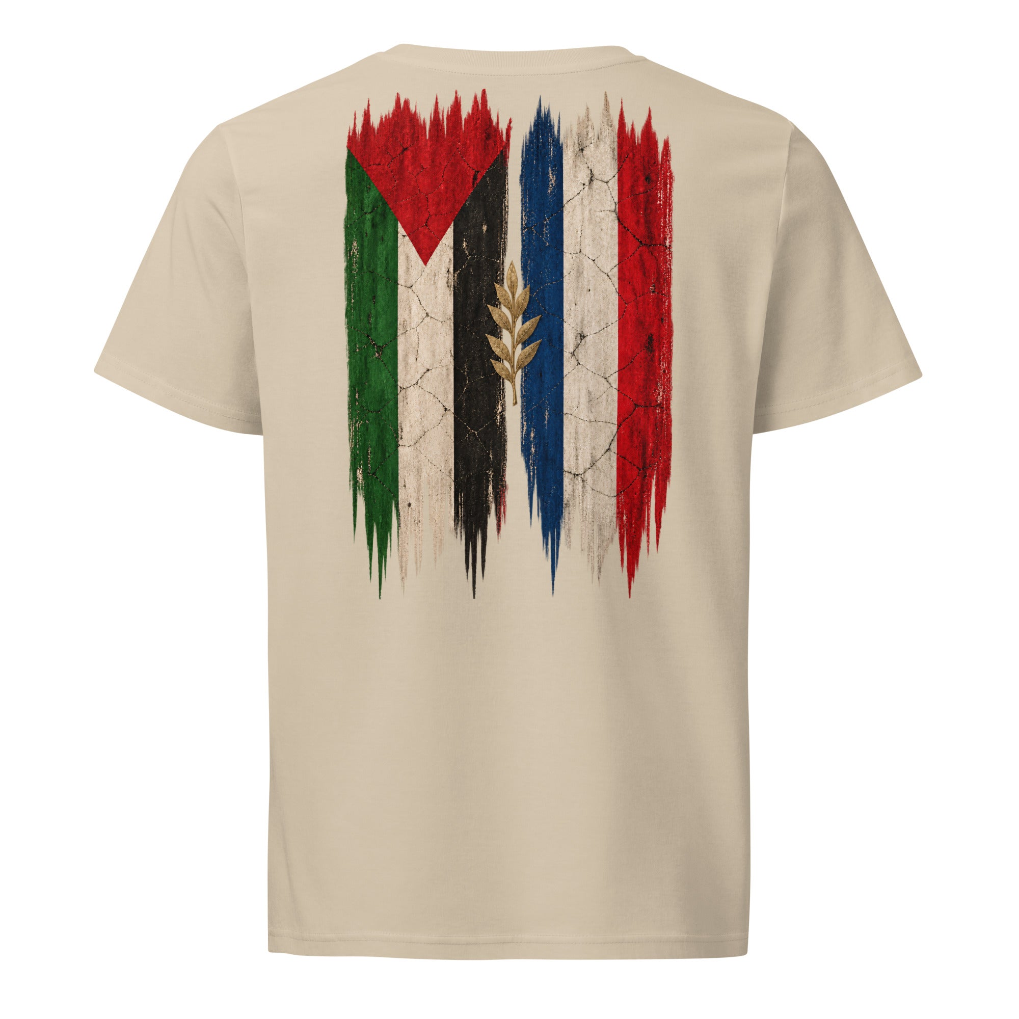 Frankrike × Palestina T-shirt — solidaritetsdesign med den franska och den palestinska flaggan