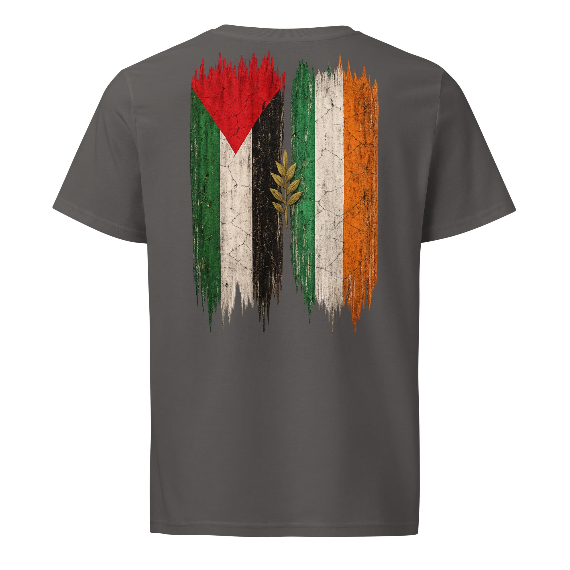 Irland × Palestina T-shirt — solidaritetsdesign med den irländska och den palestinska flaggan