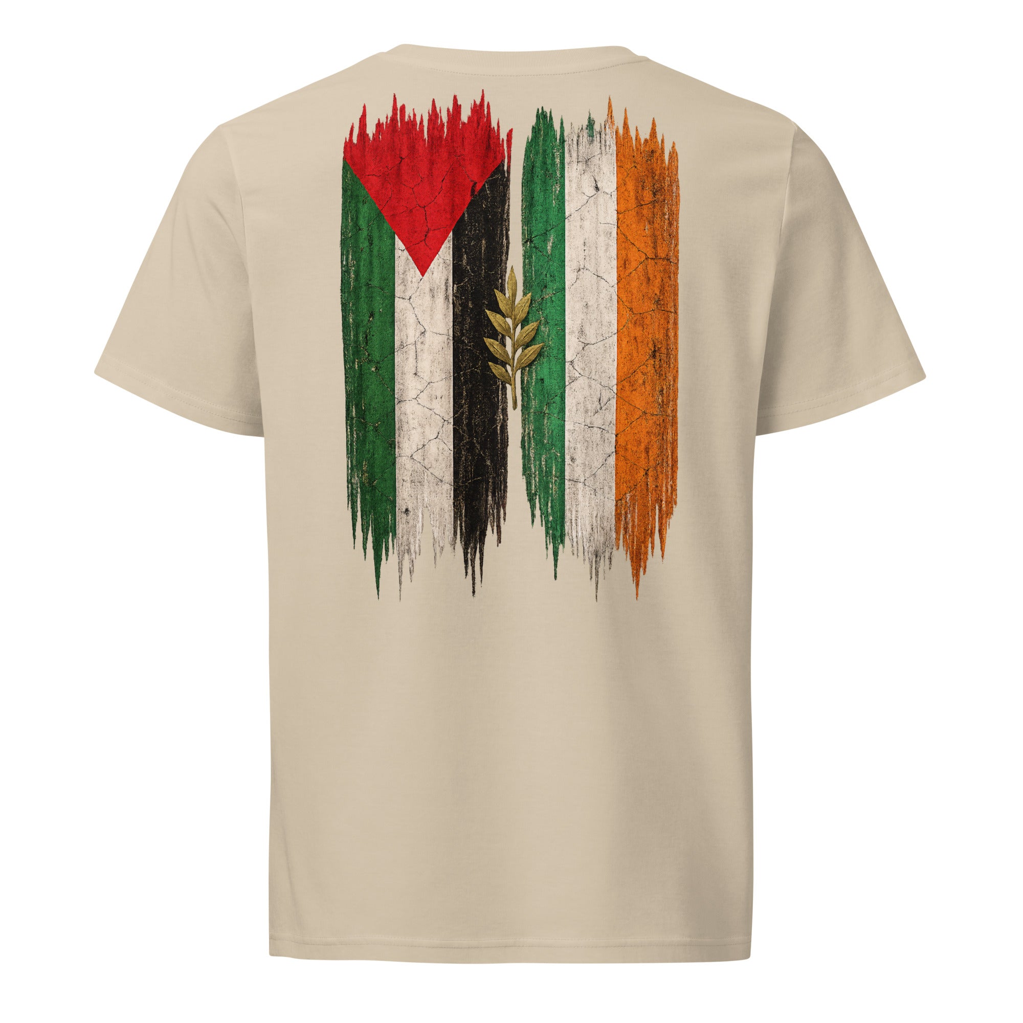 Irland × Palestina T-shirt — solidaritetsdesign med den irländska och den palestinska flaggan