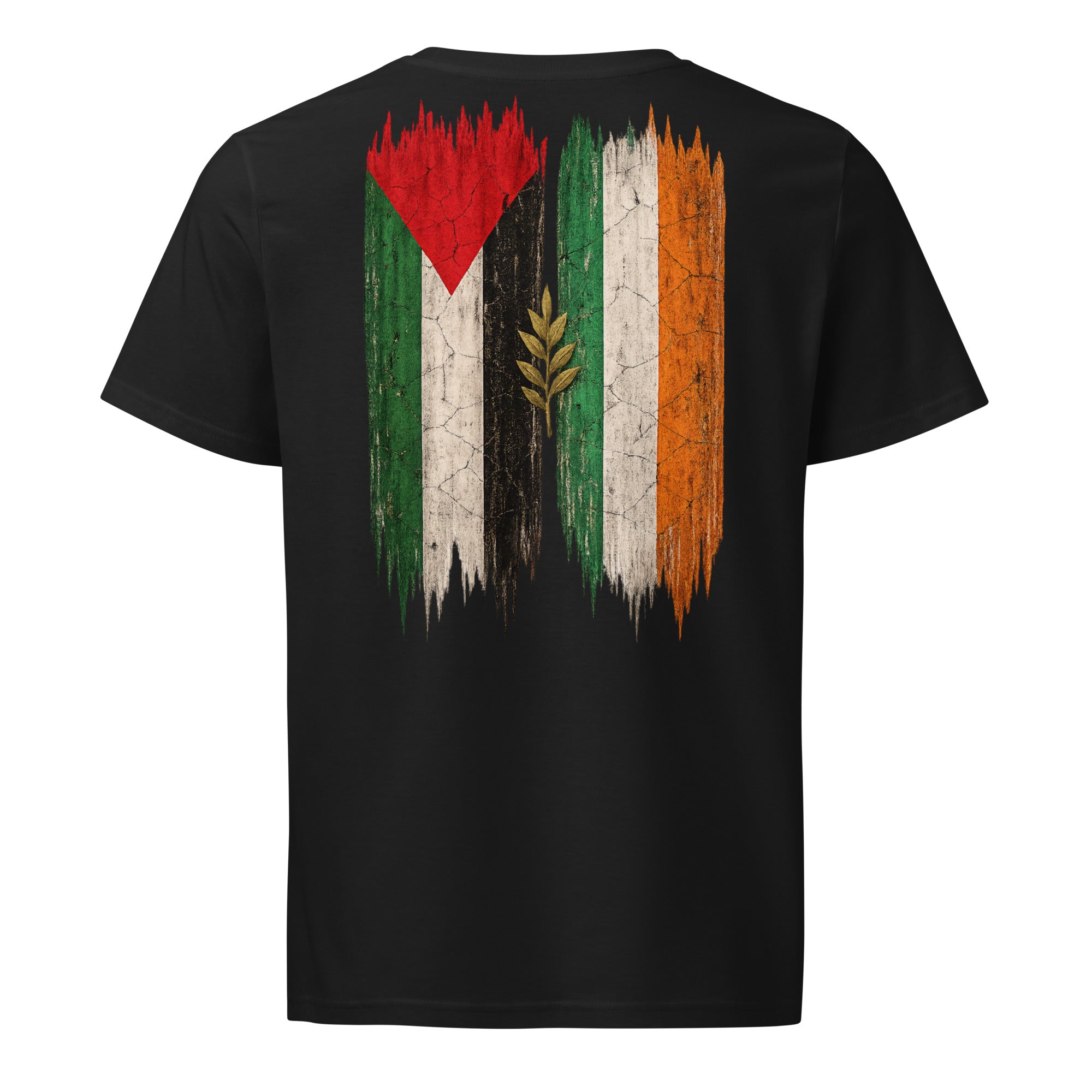Irland × Palestina T-shirt — solidaritetsdesign med den irländska och den palestinska flaggan