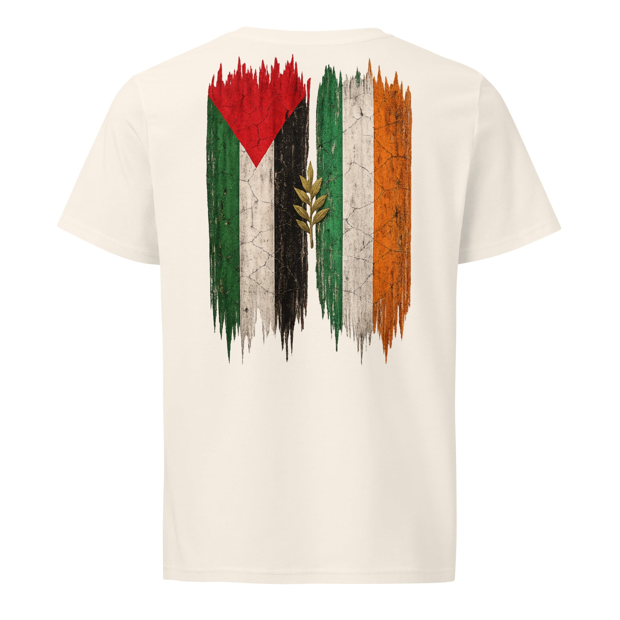 Irland × Palestina T-shirt — solidaritetsdesign med den irländska och den palestinska flaggan