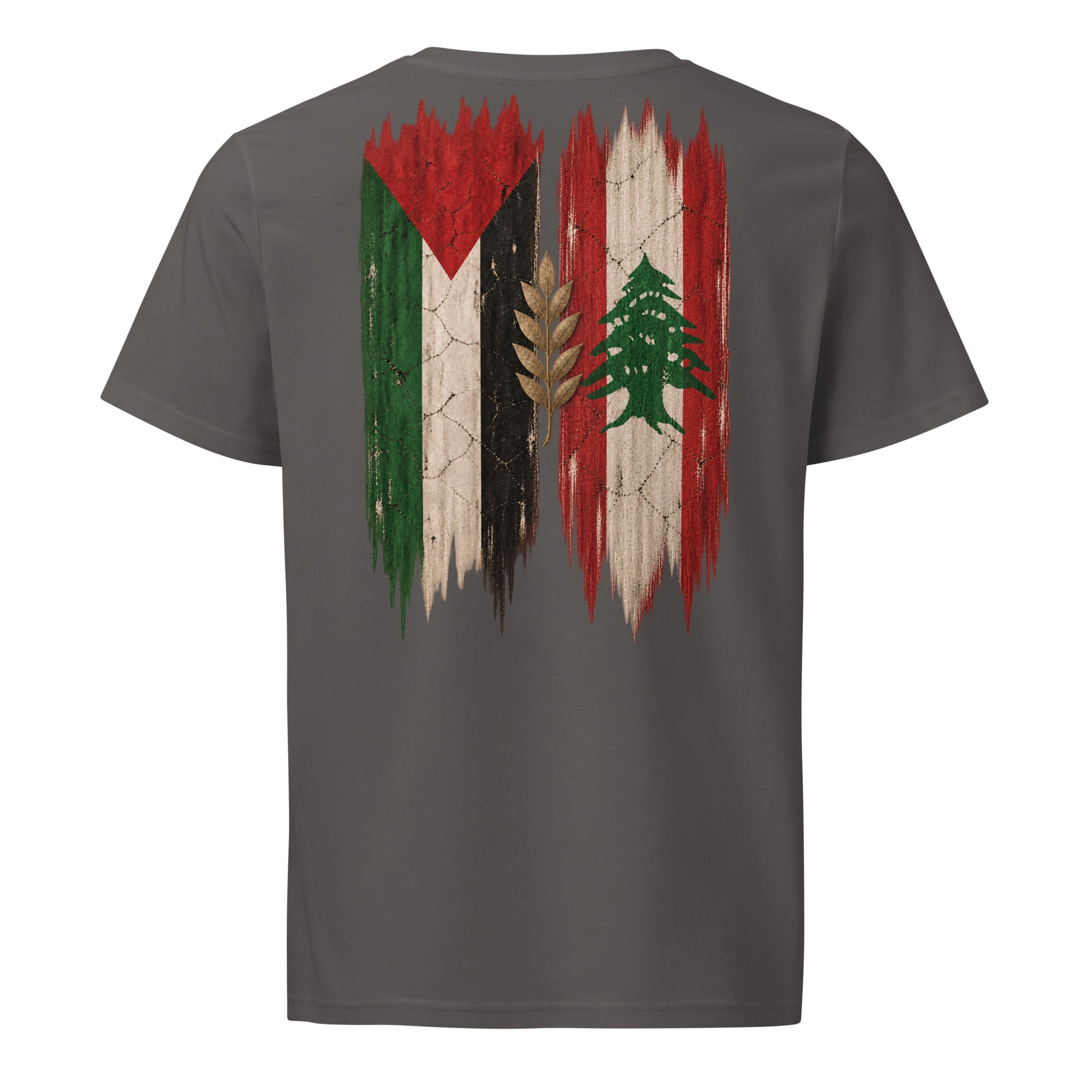 Libanon × Palestina T-shirt — solidaritetsdesign med den libanesiska och den palestinska flaggan