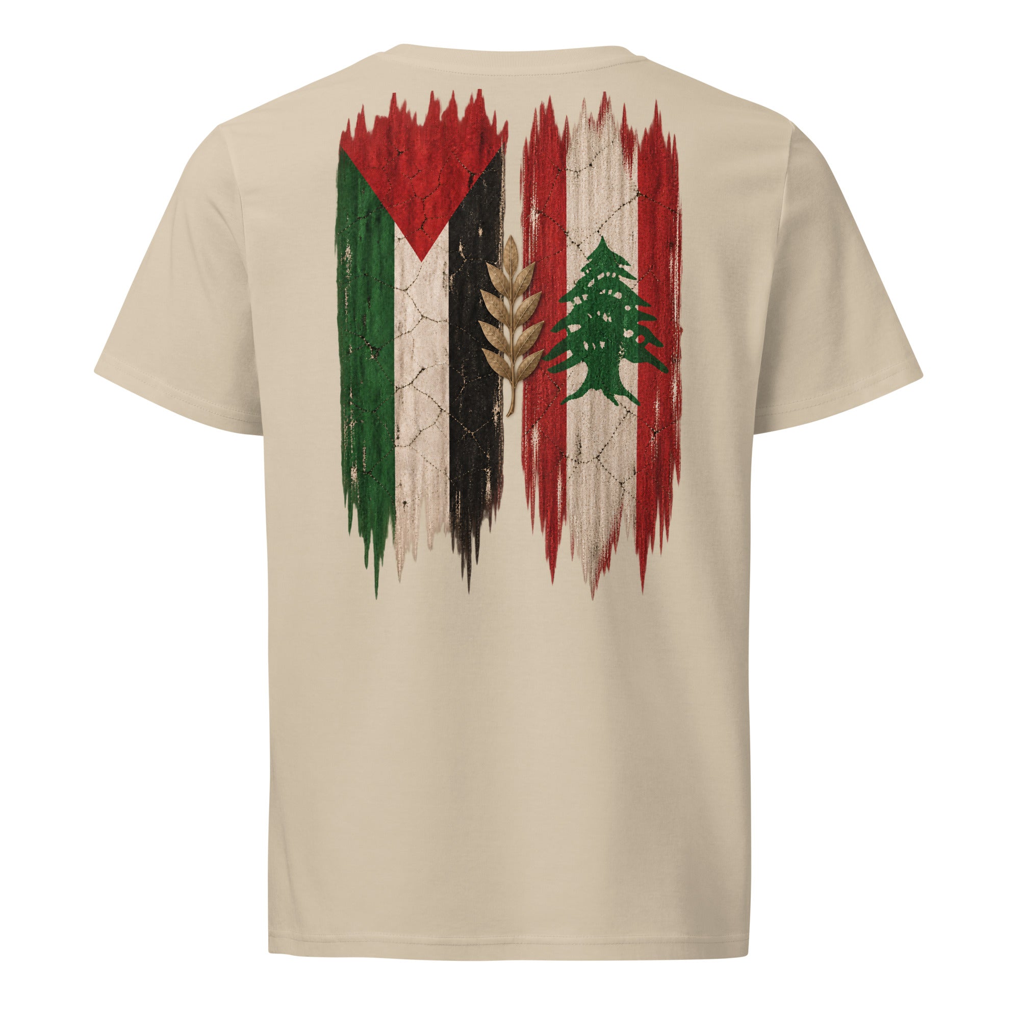 Libanon × Palestina T-shirt — solidaritetsdesign med den libanesiska och den palestinska flaggan