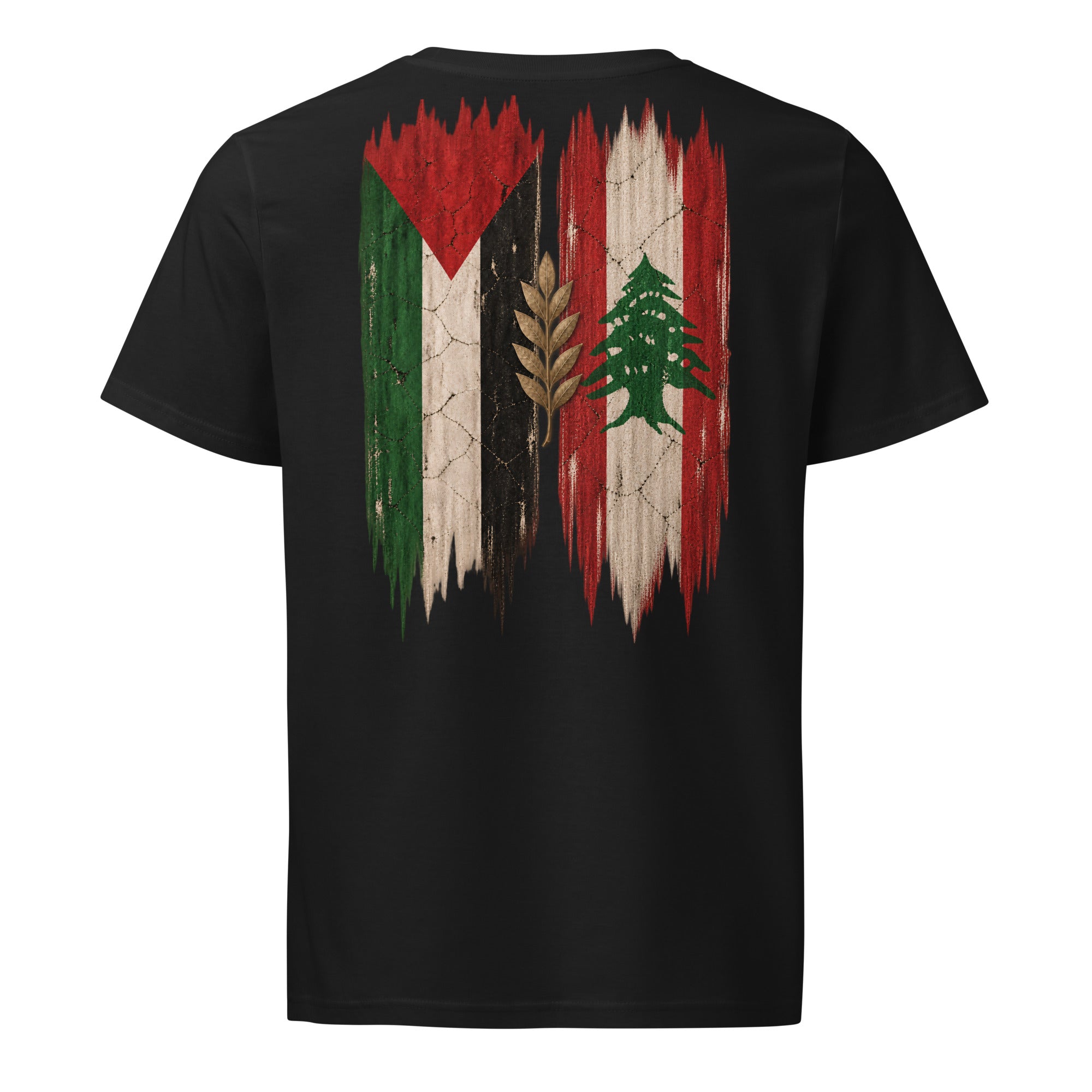 Libanon × Palestina T-shirt — solidaritetsdesign med den libanesiska och den palestinska flaggan