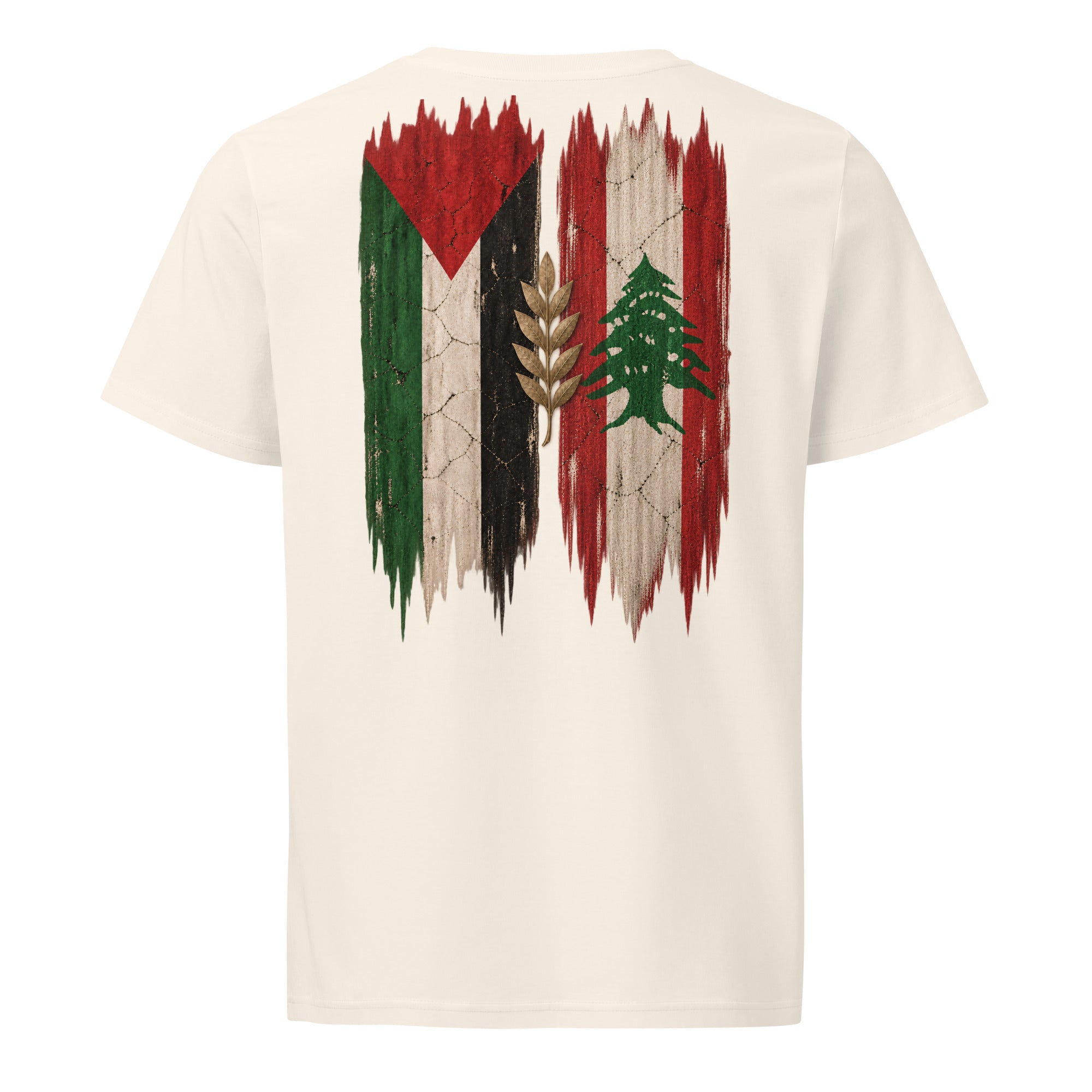 Libanon × Palestina T-shirt — solidaritetsdesign med den libanesiska och den palestinska flaggan