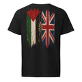 Storbritannien × Palestina T-shirt — solidaritetsdesign med den brittiska och den palestinska flaggan