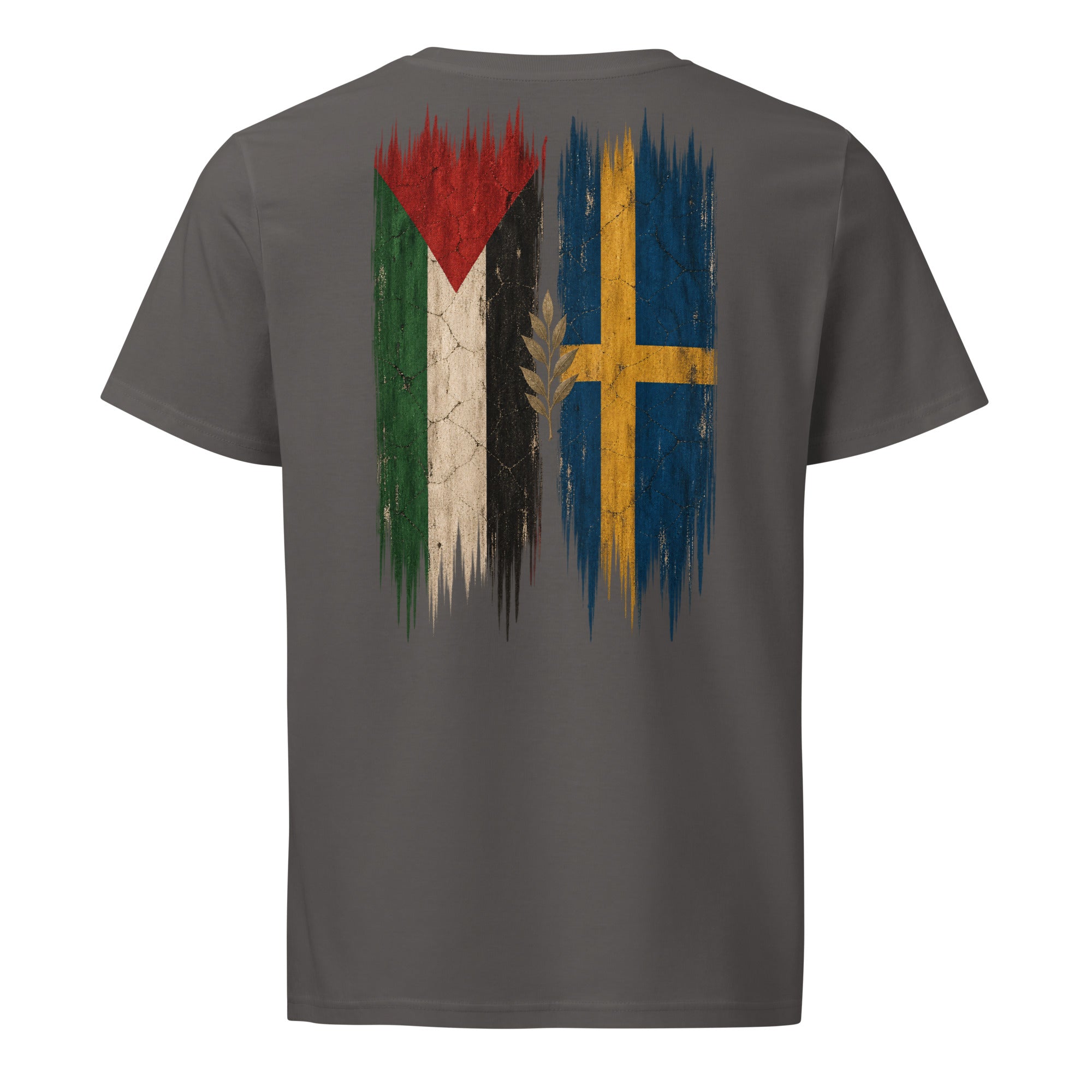 Sverige × Palestina T-shirt — solidaritetsdesign med den svenska och den palestinska flaggan