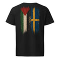 Sverige × Palestina T-shirt — solidaritetsdesign med den svenska och den palestinska flaggan